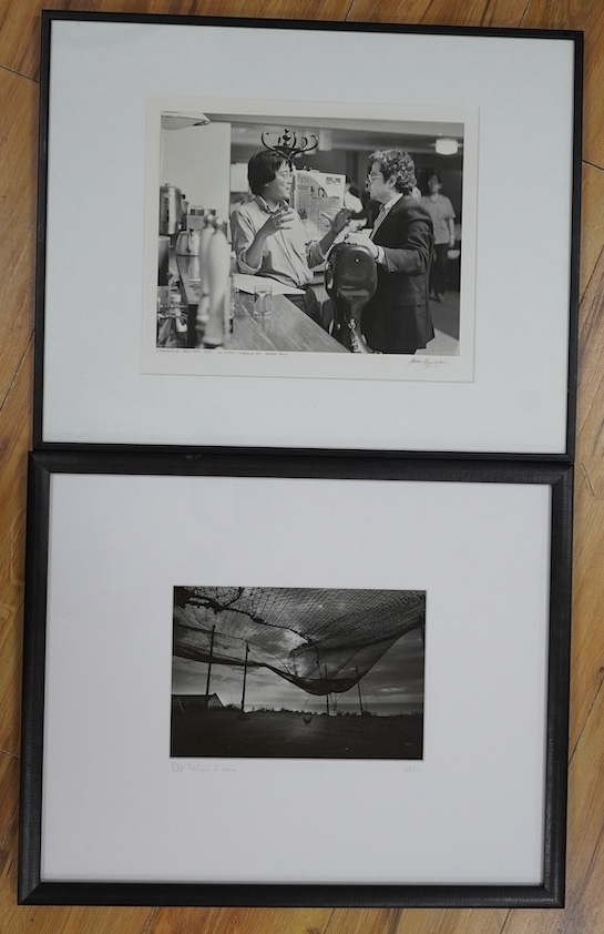 Sean Hudson, three vintage black and white photographs from Edinburgh Festival, 1981 and 1983, each signed and inscribed, together with one other, 38 x 48cm. Condition - good